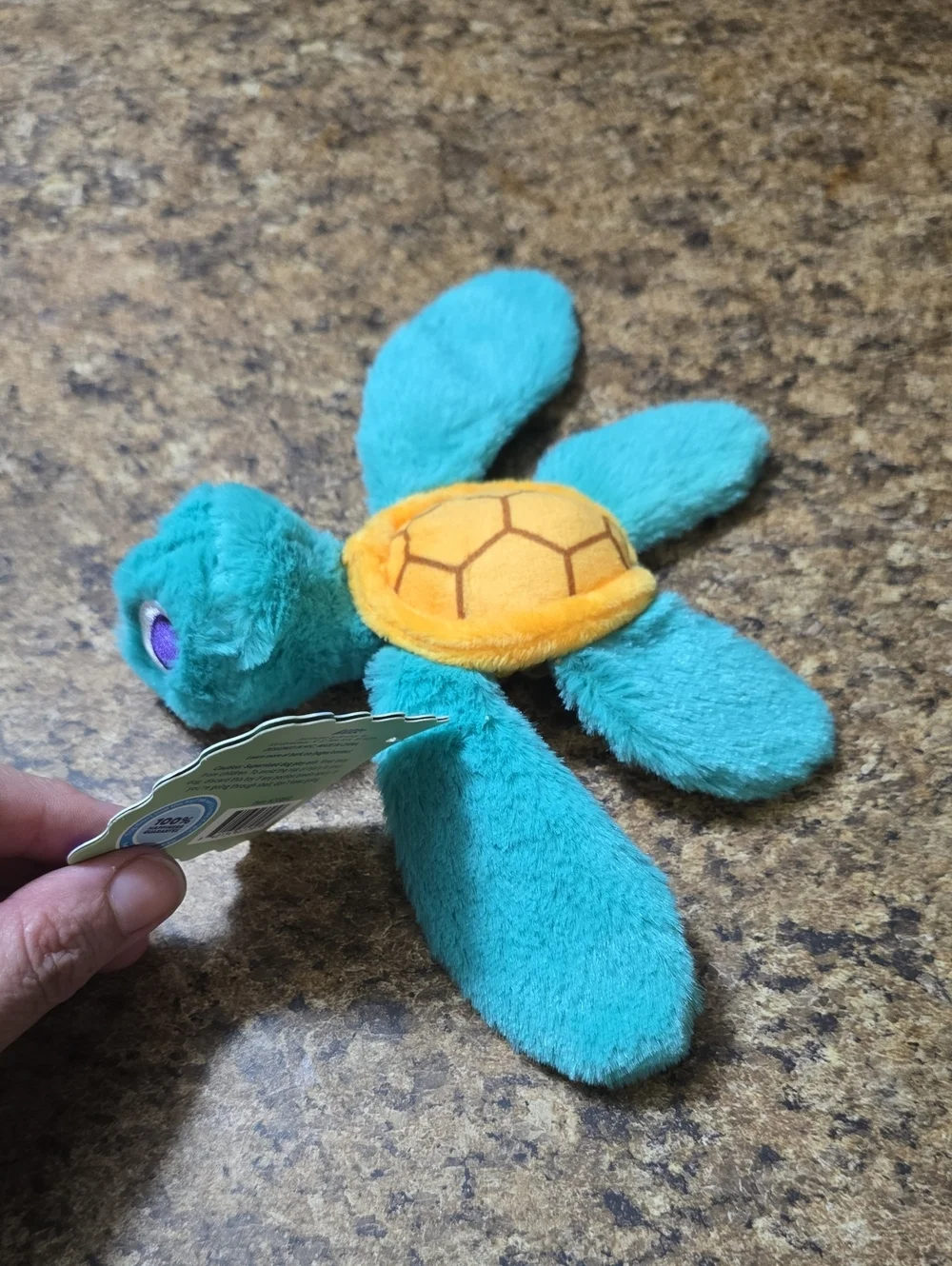 Bark Teal and Orange  Stevie Sea Turtle Plush Dog Toy NWT XS-S 0-20 Pounds